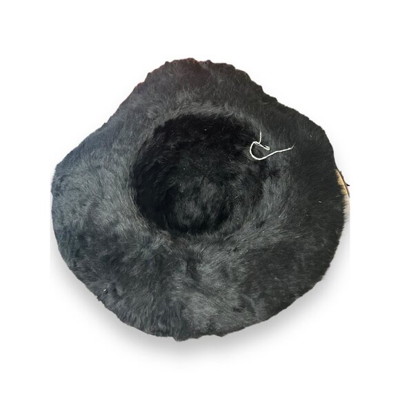 Vintage 70s Black Fur Wide Brim Hat Hippie Boho main image 4